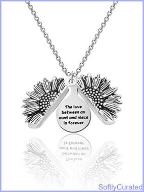 Stainless Steel Sunflower Pendant Necklace Aunt Niece Gift Jewelry